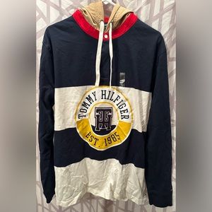 NWT, Tommy Hilfiger, men’s hoodie, L, blue white red and tan
